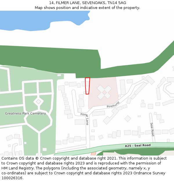 14, FILMER LANE, SEVENOAKS, TN14 5AG: Location map and indicative extent of plot