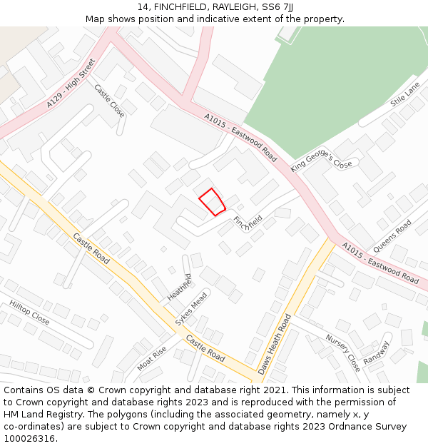 14, FINCHFIELD, RAYLEIGH, SS6 7JJ: Location map and indicative extent of plot