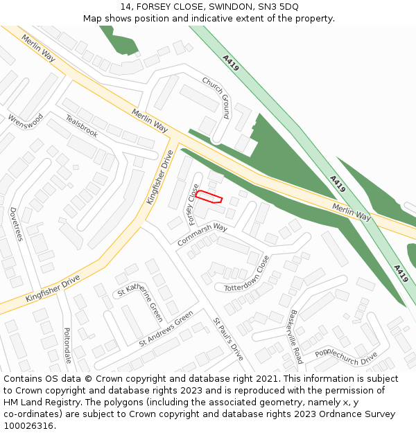 14, FORSEY CLOSE, SWINDON, SN3 5DQ: Location map and indicative extent of plot