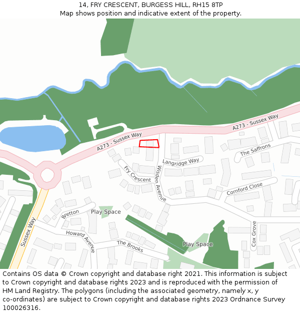 14, FRY CRESCENT, BURGESS HILL, RH15 8TP: Location map and indicative extent of plot