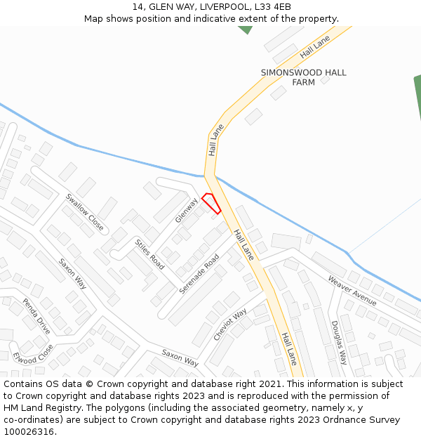 14, GLEN WAY, LIVERPOOL, L33 4EB: Location map and indicative extent of plot