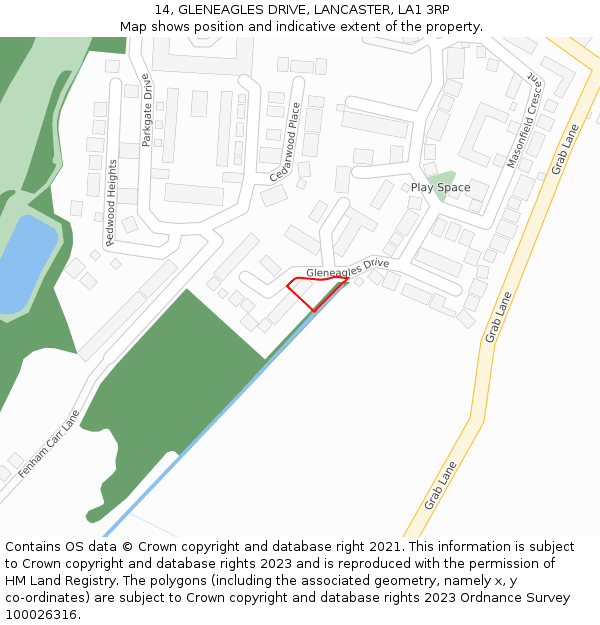 14, GLENEAGLES DRIVE, LANCASTER, LA1 3RP: Location map and indicative extent of plot