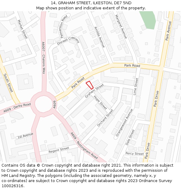 14, GRAHAM STREET, ILKESTON, DE7 5ND: Location map and indicative extent of plot