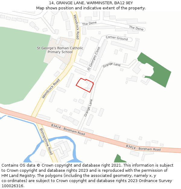 14, GRANGE LANE, WARMINSTER, BA12 9EY: Location map and indicative extent of plot