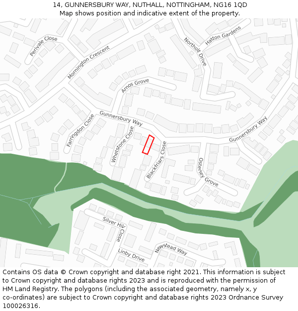 14, GUNNERSBURY WAY, NUTHALL, NOTTINGHAM, NG16 1QD: Location map and indicative extent of plot