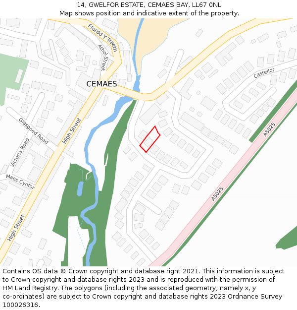 14, GWELFOR ESTATE, CEMAES BAY, LL67 0NL: Location map and indicative extent of plot