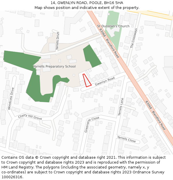 14, GWENLYN ROAD, POOLE, BH16 5HA: Location map and indicative extent of plot