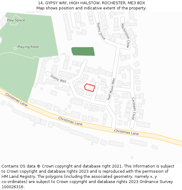 14, GYPSY WAY, HIGH HALSTOW, ROCHESTER, ME3 8DX: Location map and indicative extent of plot