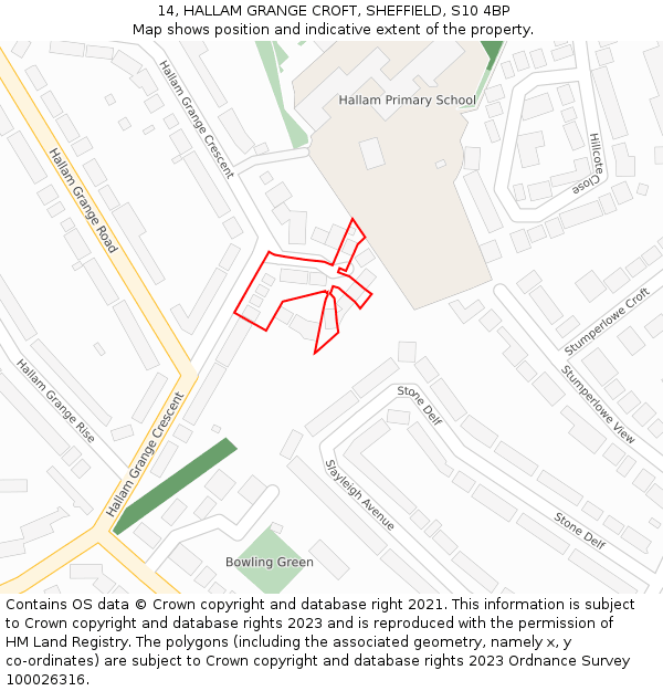 14, HALLAM GRANGE CROFT, SHEFFIELD, S10 4BP: Location map and indicative extent of plot