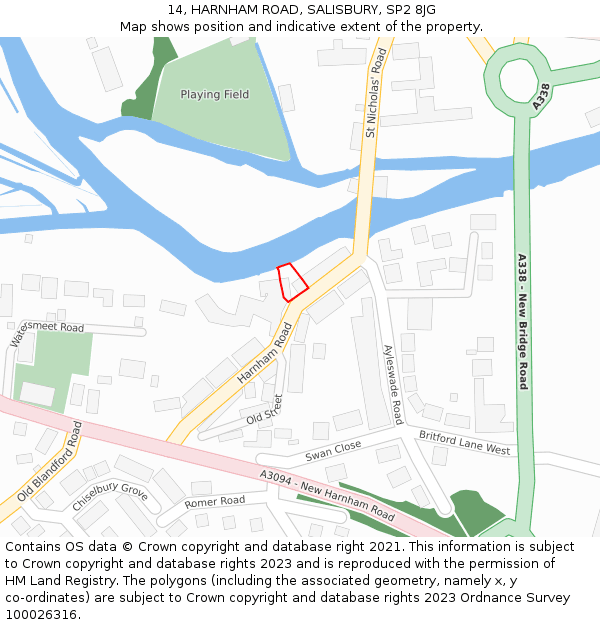 14, HARNHAM ROAD, SALISBURY, SP2 8JG: Location map and indicative extent of plot