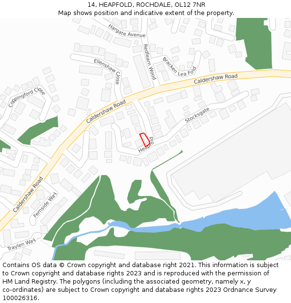 14, HEAPFOLD, ROCHDALE, OL12 7NR: Location map and indicative extent of plot