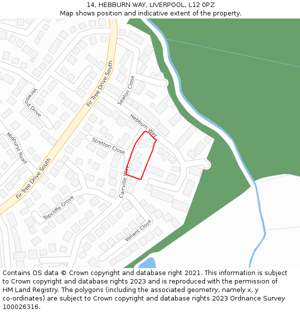 14, HEBBURN WAY, LIVERPOOL, L12 0PZ: Location map and indicative extent of plot