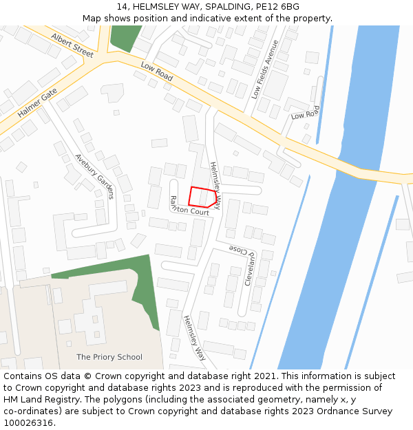 14, HELMSLEY WAY, SPALDING, PE12 6BG: Location map and indicative extent of plot