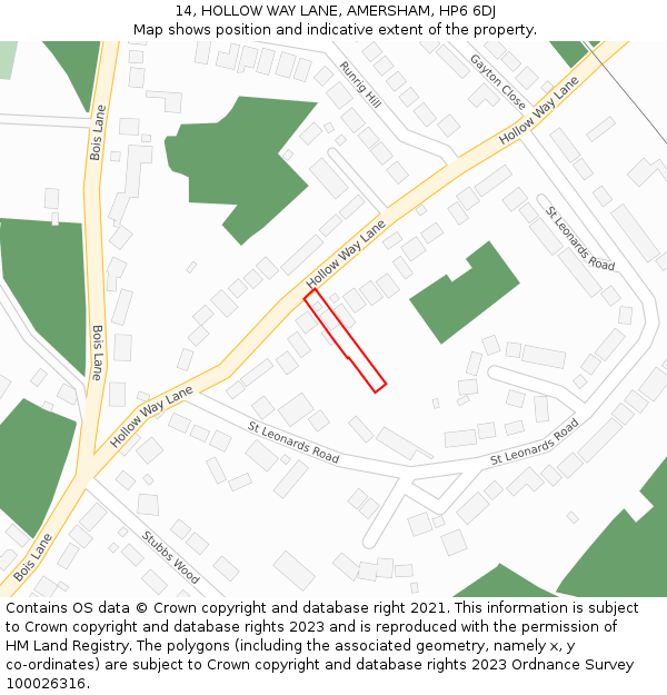 14, HOLLOW WAY LANE, AMERSHAM, HP6 6DJ: Location map and indicative extent of plot