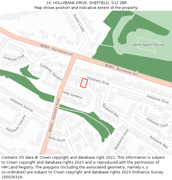 14, HOLLYBANK DRIVE, SHEFFIELD, S12 2BR: Location map and indicative extent of plot