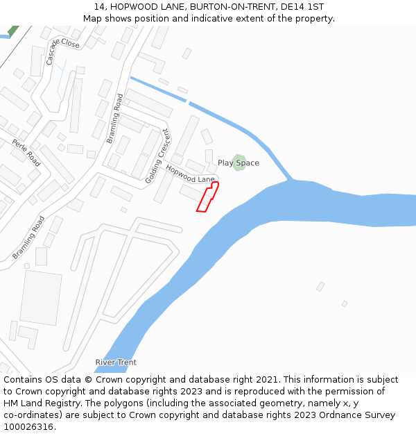 14, HOPWOOD LANE, BURTON-ON-TRENT, DE14 1ST: Location map and indicative extent of plot