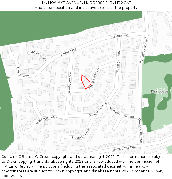 14, HOYLAKE AVENUE, HUDDERSFIELD, HD2 2NT: Location map and indicative extent of plot