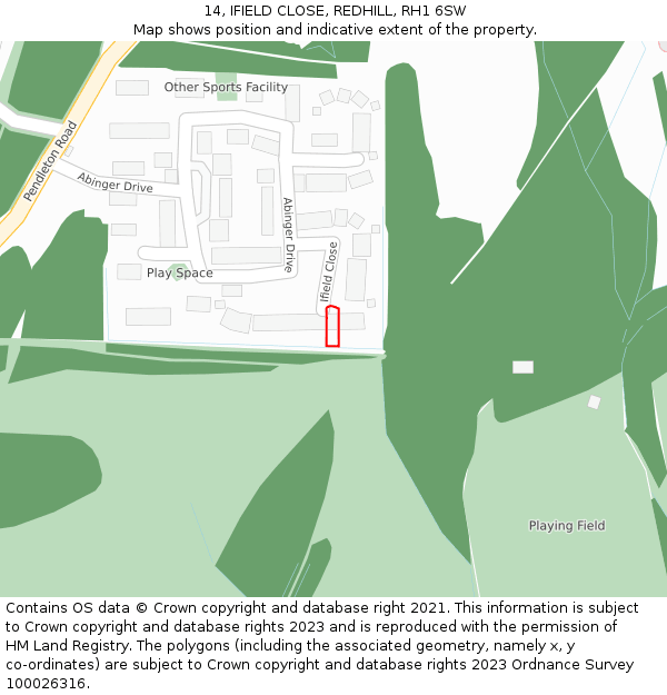 14, IFIELD CLOSE, REDHILL, RH1 6SW: Location map and indicative extent of plot
