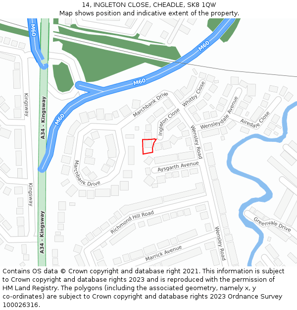 14, INGLETON CLOSE, CHEADLE, SK8 1QW: Location map and indicative extent of plot