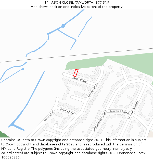 14, JASON CLOSE, TAMWORTH, B77 3NP: Location map and indicative extent of plot