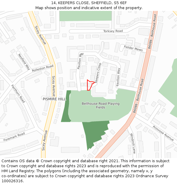 14, KEEPERS CLOSE, SHEFFIELD, S5 6EF: Location map and indicative extent of plot