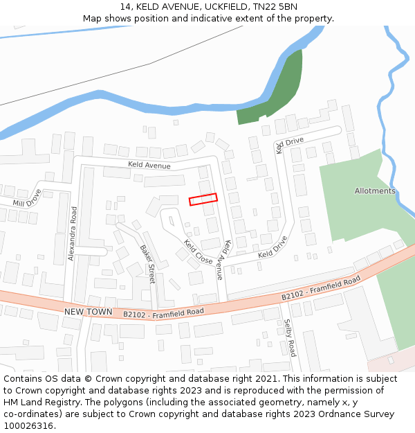 14, KELD AVENUE, UCKFIELD, TN22 5BN: Location map and indicative extent of plot