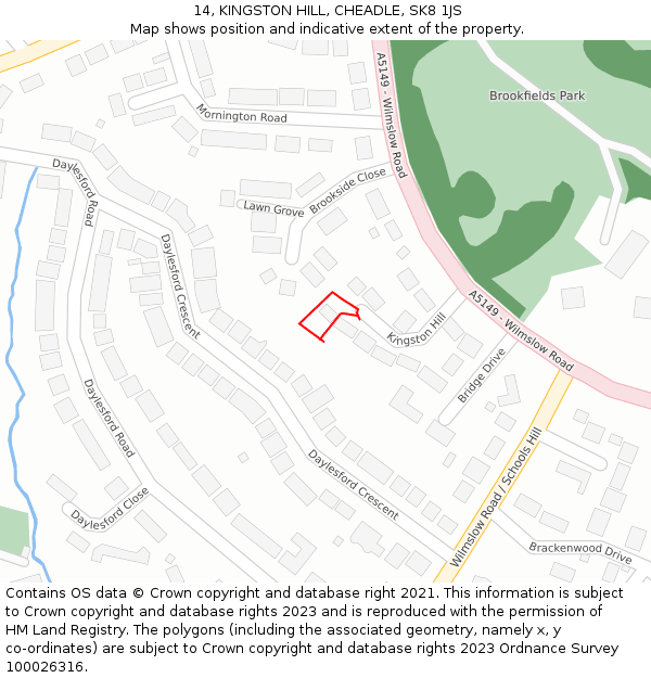 14, KINGSTON HILL, CHEADLE, SK8 1JS: Location map and indicative extent of plot