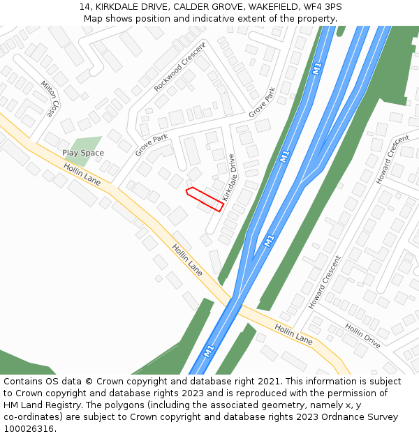 14, KIRKDALE DRIVE, CALDER GROVE, WAKEFIELD, WF4 3PS: Location map and indicative extent of plot