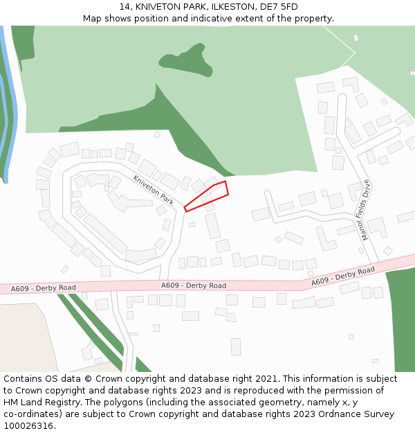 14, KNIVETON PARK, ILKESTON, DE7 5FD: Location map and indicative extent of plot