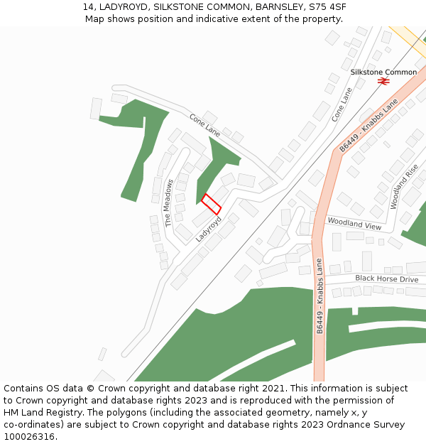 14, LADYROYD, SILKSTONE COMMON, BARNSLEY, S75 4SF: Location map and indicative extent of plot