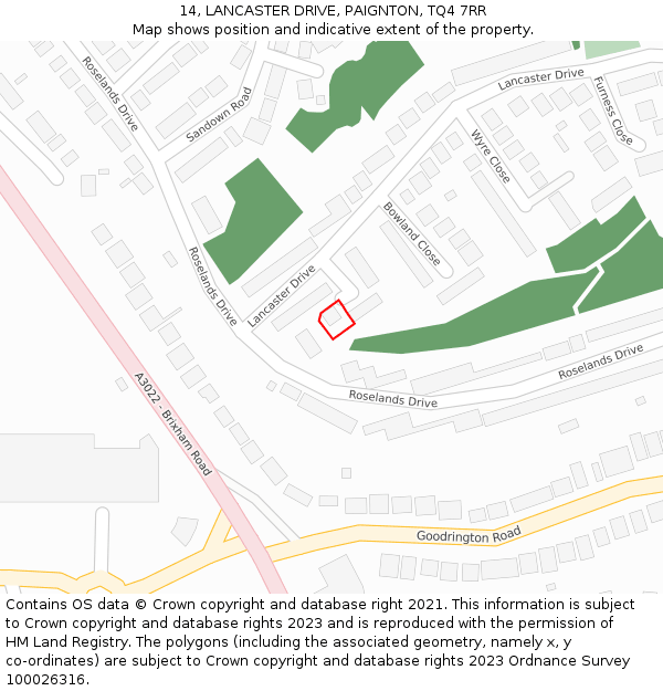 14, LANCASTER DRIVE, PAIGNTON, TQ4 7RR: Location map and indicative extent of plot
