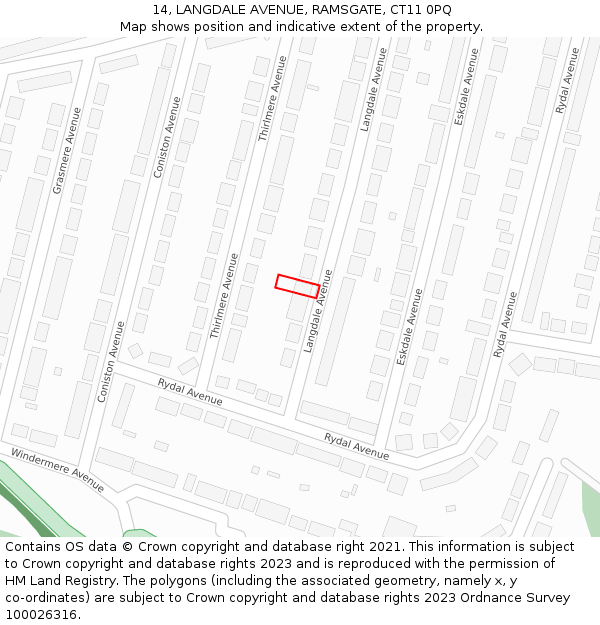 14, LANGDALE AVENUE, RAMSGATE, CT11 0PQ: Location map and indicative extent of plot