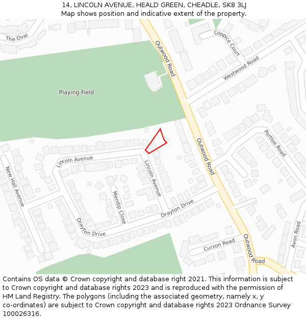 14, LINCOLN AVENUE, HEALD GREEN, CHEADLE, SK8 3LJ: Location map and indicative extent of plot