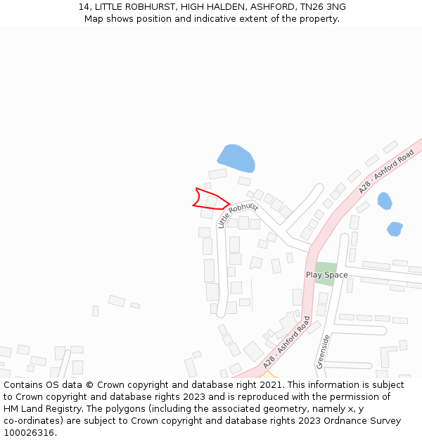 14, LITTLE ROBHURST, HIGH HALDEN, ASHFORD, TN26 3NG: Location map and indicative extent of plot