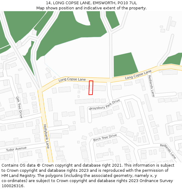 14, LONG COPSE LANE, EMSWORTH, PO10 7UL: Location map and indicative extent of plot