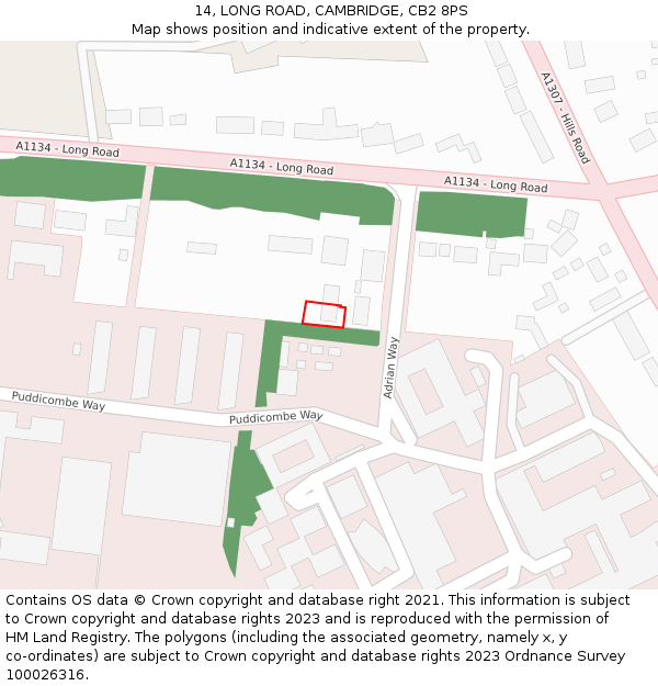 14, LONG ROAD, CAMBRIDGE, CB2 8PS: Location map and indicative extent of plot