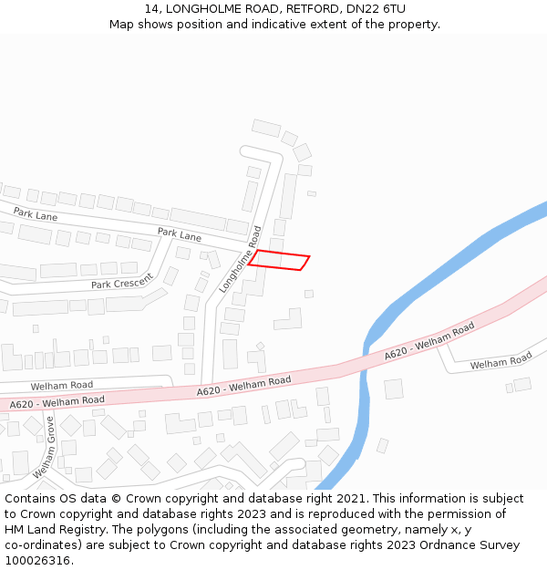14, LONGHOLME ROAD, RETFORD, DN22 6TU: Location map and indicative extent of plot