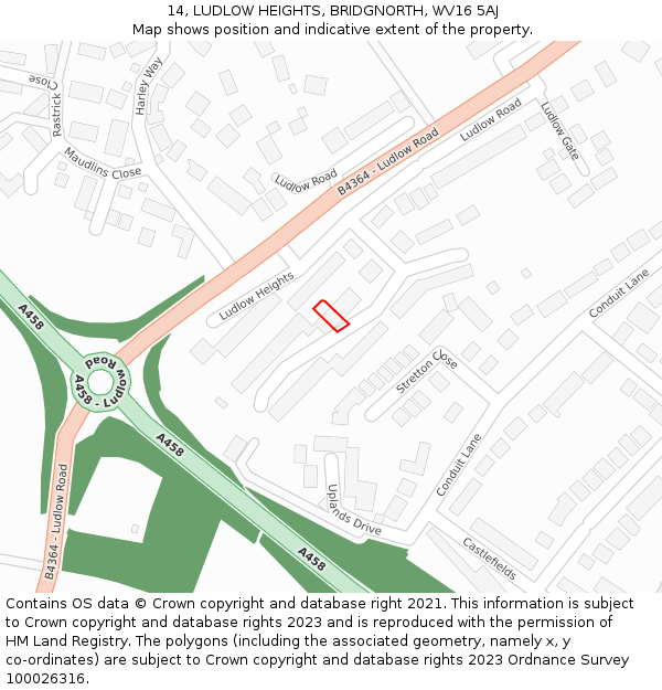 14, LUDLOW HEIGHTS, BRIDGNORTH, WV16 5AJ: Location map and indicative extent of plot