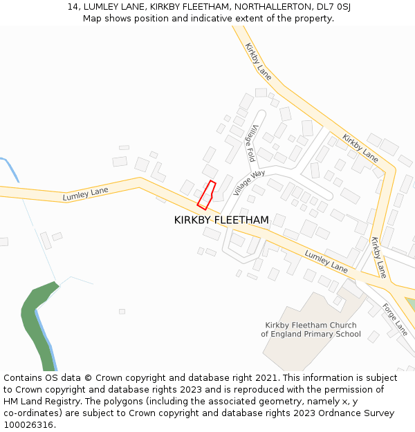 14, LUMLEY LANE, KIRKBY FLEETHAM, NORTHALLERTON, DL7 0SJ: Location map and indicative extent of plot