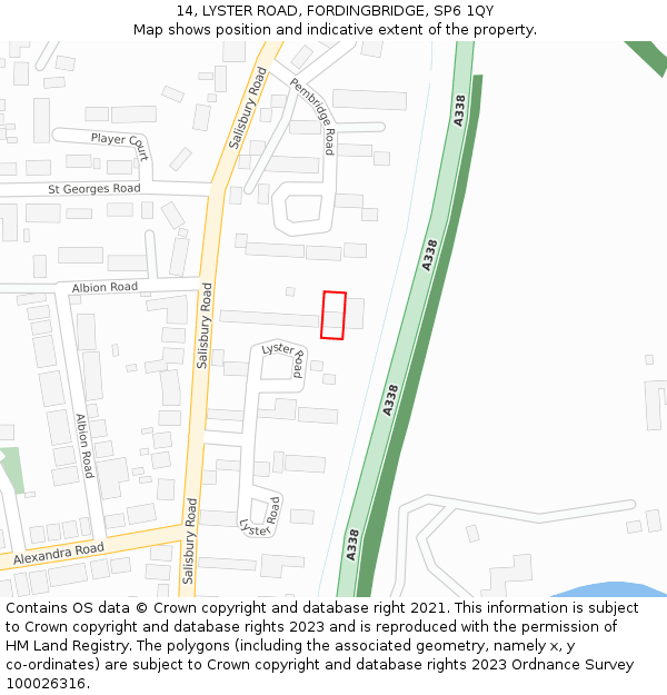 14, LYSTER ROAD, FORDINGBRIDGE, SP6 1QY: Location map and indicative extent of plot