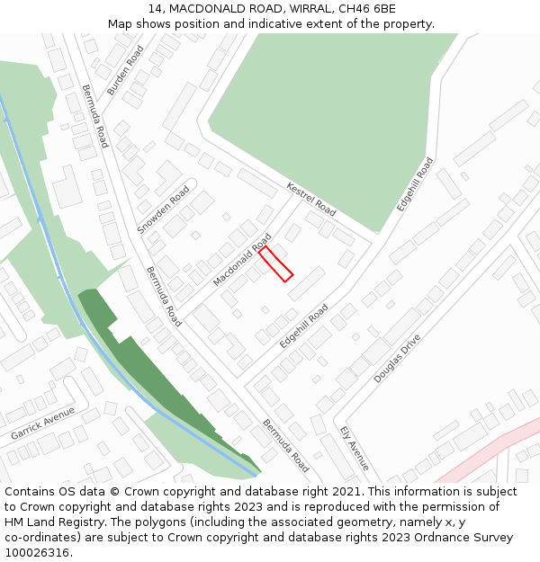 14, MACDONALD ROAD, WIRRAL, CH46 6BE: Location map and indicative extent of plot