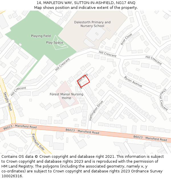 14, MAPLETON WAY, SUTTON-IN-ASHFIELD, NG17 4NQ: Location map and indicative extent of plot