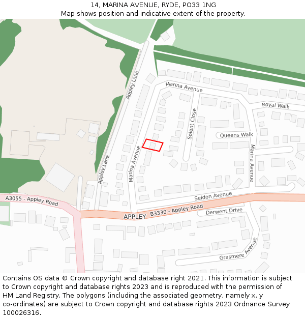 14, MARINA AVENUE, RYDE, PO33 1NG: Location map and indicative extent of plot