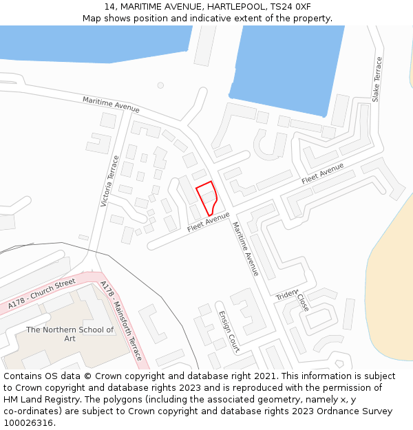 14, MARITIME AVENUE, HARTLEPOOL, TS24 0XF: Location map and indicative extent of plot