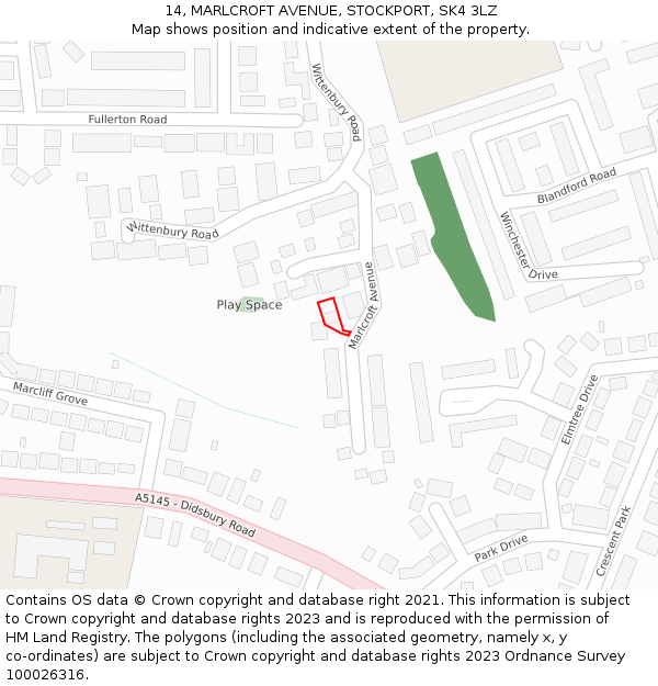 14, MARLCROFT AVENUE, STOCKPORT, SK4 3LZ: Location map and indicative extent of plot