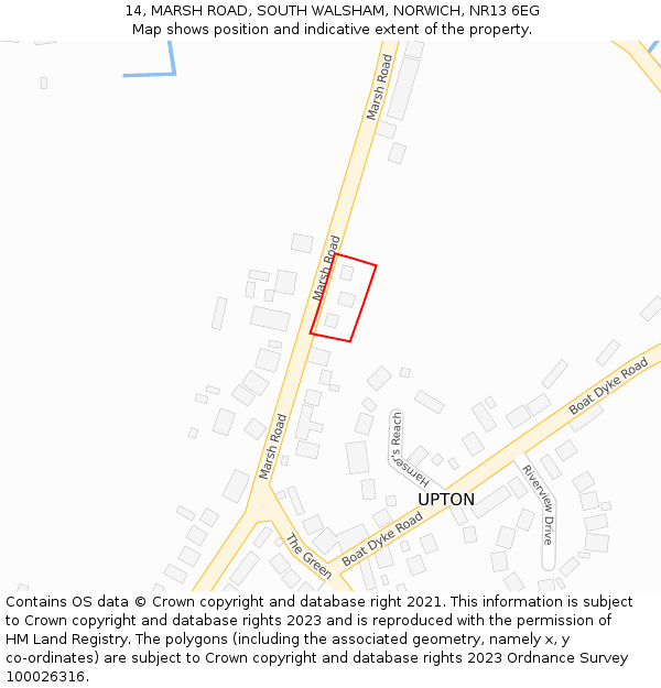 14, MARSH ROAD, SOUTH WALSHAM, NORWICH, NR13 6EG: Location map and indicative extent of plot