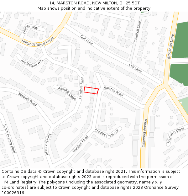 14, MARSTON ROAD, NEW MILTON, BH25 5DT: Location map and indicative extent of plot