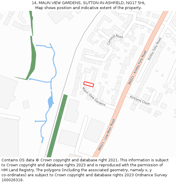 14, MAUN VIEW GARDENS, SUTTON-IN-ASHFIELD, NG17 5HL: Location map and indicative extent of plot