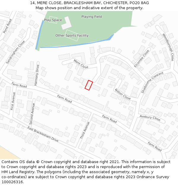 14, MERE CLOSE, BRACKLESHAM BAY, CHICHESTER, PO20 8AG: Location map and indicative extent of plot