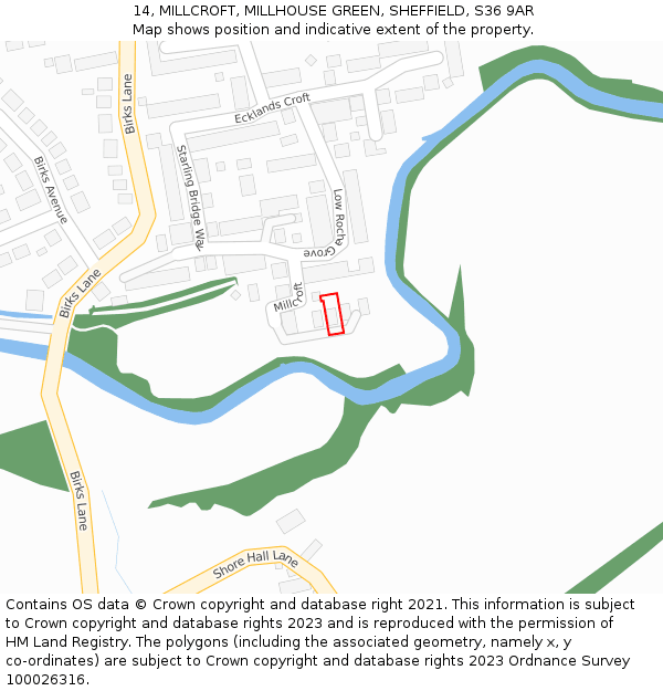 14, MILLCROFT, MILLHOUSE GREEN, SHEFFIELD, S36 9AR: Location map and indicative extent of plot